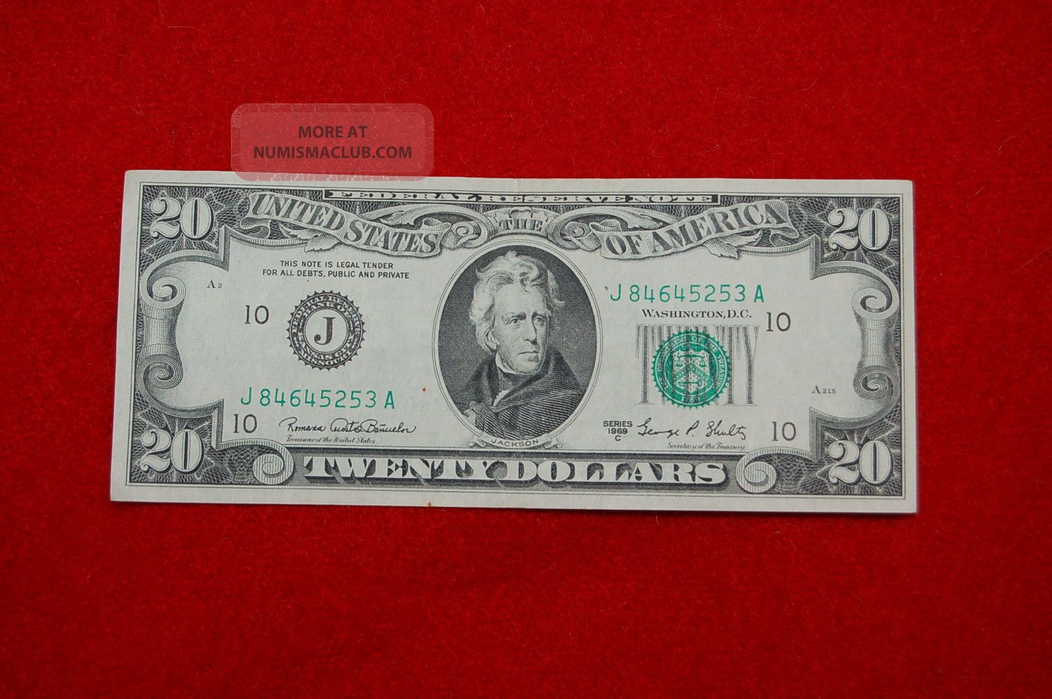 1969 C Series 20 Twenty Dollar Bill Federal Reserve Note Kansas City Mo