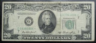 1950 A Twenty Dollar Federal Reserve Star Note Chicago Fine 1606 Pm3 photo