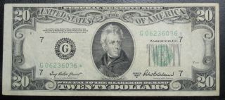 1950 B Twenty Dollar Federal Reserve Star Note Chicago Vf 6036 Pm3 photo