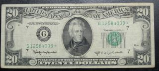 1950 D Twenty Dollar Federal Reserve Star Note Chicago Vf 4038 Pm3 photo