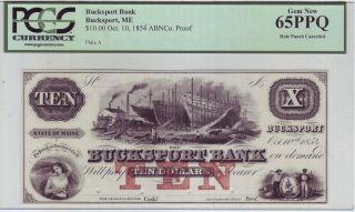 The Bucksport Bank $10 - 1850s Bucksport,  Maine - Pcgs Graded Gem 65 Ppq photo