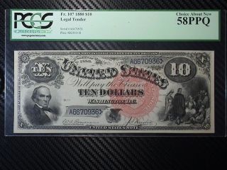 1880 $10 Jackass Legal Tender Fr.  107 Pcgs 58ppq 