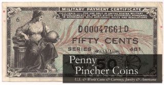 Series 481 50 Cents Military Payment Certificate Piece Of History photo