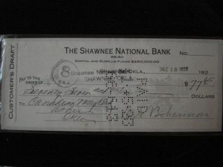 The Shawnee National Bank Customer Draft Check 12/30/ 1922 photo