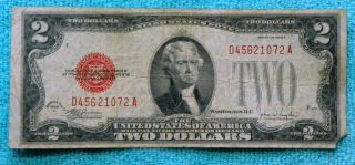 1928f $2 Two Dollar Red Seal Note Bill Da Block - Rs22 photo