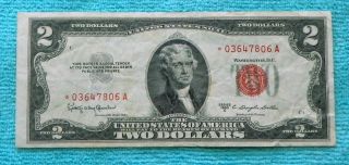 1953c $2 Star Red Seal Note Two Dollar Bill - Rs5 photo