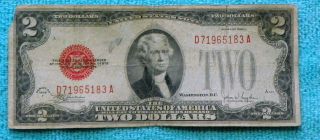 1928f $2 Two Dollar Red Seal Note Bill Da Block - Rs24 photo