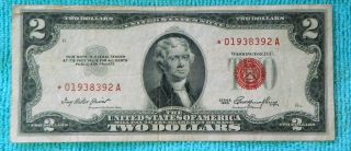 1953 $2 Star Red Seal Note Two Dollar Bill - Rs16 photo