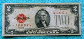 1928g $2 Two Dollar Red Seal Note Bill Da Block - Rs20 photo