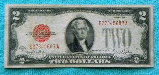 1928g $2 Two Dollar Red Seal Note Bill Ea Block - Rs21 photo