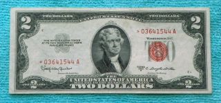 1953c $2 Star Red Seal Note Two Dollar Bill - Rs1 photo