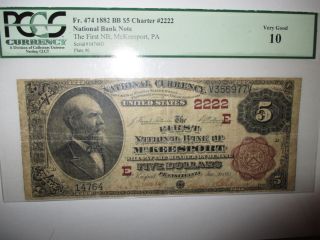 $5 1882 Mckeesport Pennsylvania Pa National Currency Bank Note Bill 2222 Rare photo