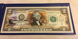 Uncirculated Legal Tender 2 Dollar Bill Grand Canyon Colorized Bank Note photo