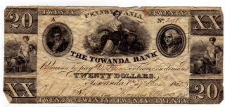 Pennsylvania 1835 The Towanda Bank Twenty Dollars photo