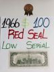 1966 A $100 Dollar  Red Seal  Bill For Collectors Small Size Notes photo 3