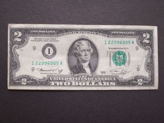 1976 Crisp Circulated Misalignment Error Note Us $2 Two Dollars Bill Note photo