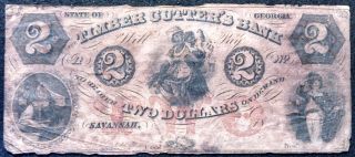 18xx Timber Cutter ' S Bank Two - Dollar Note - Savannah,  Ga photo