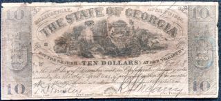 1864 The State Of Georgia Ten - Dollar Obsolete Note - Milledgeville,  Ga photo