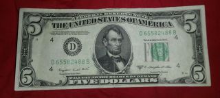 Series C 1950 $5 Dollar Bill Rare Ultra Error 