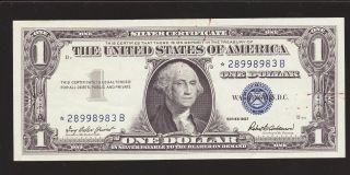 1957 Star $1 Silver Certificateblue Seal Uncirculated High Retail @ $18.  00 photo