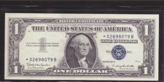 1957 - B Star $1 Silver Certificate Blue Seal A.  U.  ++/ch Unc.  U Decide photo