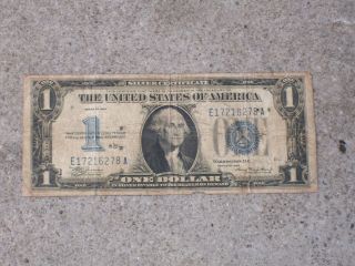 1934 ($1) One Dollar Silver Certificate W/ Funny Back Circulated photo