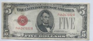 1928 C $5.  00 United States Note 10/18 photo