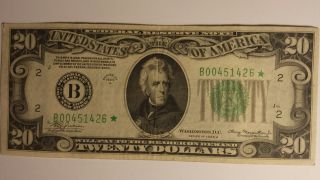 1934 A $20 Dollar Bill Star Federal Reserve Note Old Paper Money photo