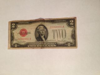 Series 1928 G $2 Red Seal Two Dollar Jefferson United States Note Currency Bill photo