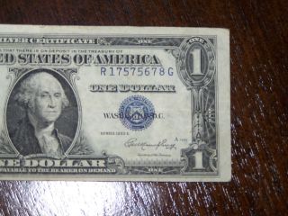 1935 E $1 Silver Certificate W/ Misaligned Serial Number photo
