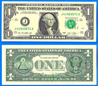 Usa 1 Dollar 2013 Unc Kansas City J10 Suffix A Dollars Low World photo
