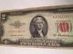 1953 A $2 Dollar Currency Bill Rare Old Money Red Seal Small Size Notes photo 2