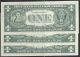 (3) Crisp 1969c Consecutive Numbered $1 San Francisco Frn. Small Size Notes photo 1