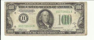 $100.  1934b Mule Green Seal Note.  St.  Louis.  H02738464a. photo