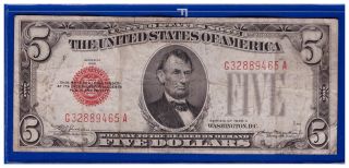 1928c 5 Dollar Bill Old Us Note Legal Tender Paper Money Currency Red Seal V - 34 photo