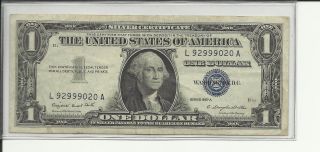 $1 1957a Silver Certificate.  Vf.  San Francisco.  L92999020a photo