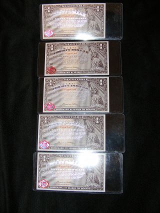 Norfed 5 American Liberty Currency 2006 $1 (5 Consec. ) Silver Certificates photo