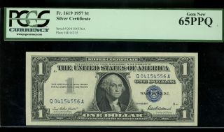 $1 1957 Silver Certificate Rare Block Qa Pcgs 65ppq photo