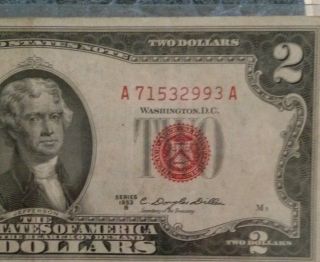 1953b Two Dollar Bill Red Seal $2 Crisp Smooth Us Bill photo