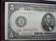 1914 $5 Frn York Fr - 833b Red Seal Cga Very Fine 25 Large Size Notes photo 1