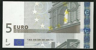 Error 5 Euro Germany [x] Displaced Cut 2 Serial Numbers Unc Rare photo