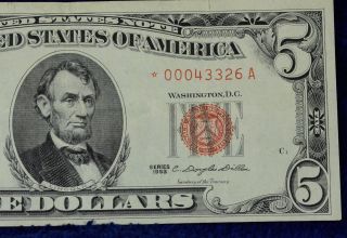 ((o^o))  1963 $5 United States Note Five Dollar Bill Star Note - Low S/n photo