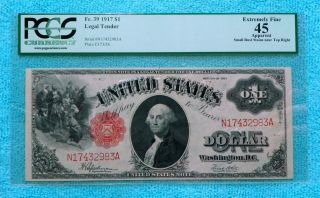 1917 $2 Pcgs Ef - 45 Na Block Red Seal Note One Dollar Bill photo