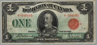 1 Dollar Canada Banknote,  02 - 07 - 1923,  Pick 33 - G photo