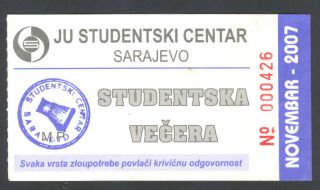 Bosnia - Food Coupon/bon (dinner) - Student Canteen Of Sarajevo 2007 photo