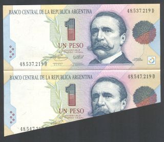 Argentina - 1 Peso - Error Banknote/note - Diagonal Cutting (unc) photo
