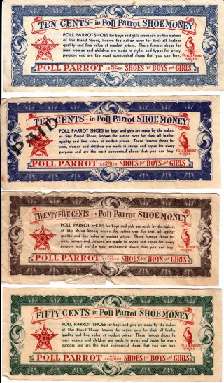United States 4 Different Poll Parrot 2x10¢ Fine,  25¢ Fine,  50¢ Good photo