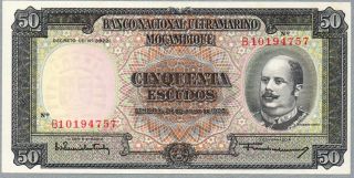 50 Escudos Mozambique Banknote,  24 - 07 - 1958,  Pick 106 - A,  Uncirculated photo