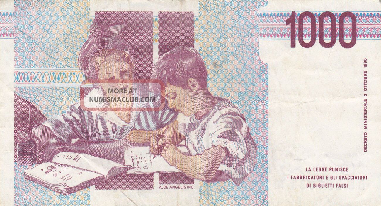 Italy 1000 Lire, 1990 Issue, P 114a, Maria Montessori