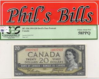 1954 $20 Bank Of Canada Devils Face S :c/e0927927 Choice - 58 Bc - 33b Graded B840 photo